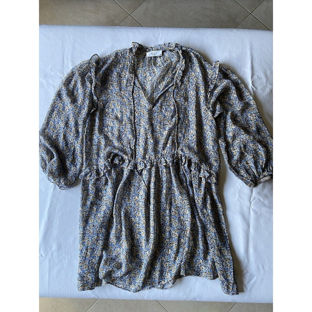 Wren Women’s Whimsical Sz M Floral Shell Ruffles Bell Sleeve Fairy Cottage
